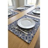 Rona Home Masa Matı Amerikan Servis 6'lı Takım Sıvı Itici Silinebilir Kumaş Tabak Altlığı 35X45 - 35 x 45 cm - Lacivert - Açık Mavi