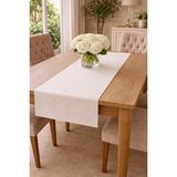 Rona Home Premium Keten Dokulu Kaliteli Kumaş Masa Runner Ranır - Modern Şık Dekoratif Ekru Masa Runnerı Ranır - 45 x 180 cm