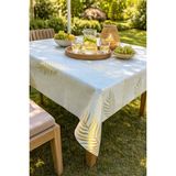 Rona Home Yaprak Desenli Masa Örtüsü Su Geçirmez Kolay Silinebilir Pvc Sofra Örtüsü Şık ve Lüks Tasarım - Bej - 140 x 220 cm