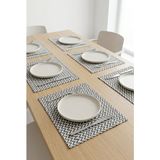 Rona Home Yemek Masası Servis Altlığı 6 Kişilik Modern Zikzak Desen Dikdörtgen Kumaş Amerikan Servisi - 35 x 45 cm - Çok Renkli