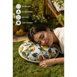 Rona Home Yuvarlak Minder 40 cm Ponponlu Limon Desenli Su Geçirmez Sıvı Itici Bahçe Balkon Minderi - Çok Renkli