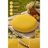 Rona Home Yuvarlak Minder 40 cm Ponponlu Su Geçirmez Leke Tutmaz Sıvı Itici Ev Bahçe Piknik Oturma Minderi - Sarı