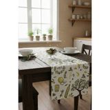 Rona Home Zeytin Desenli Dijital Baskılı Leke Tutmaz Kaliteli Kumaş Masa Örtüsü Runner Ranır Mutfak Runner - Beyaz - Kırmızı - Yeşil - 40 x 200 cm