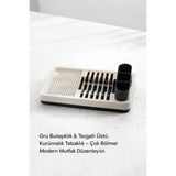 Ronanna Buğz Gri Mutfak Bulaşıklığı Tezgah Üstü Tabaklık Bardaklık Kaşıklık Kurutma Standı