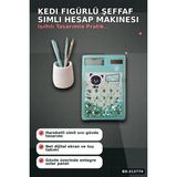Ronanna Buğz Kedi Figürlü Şeffaf Simli Hesap Makinesi 1 Adet Dekoratif Ofis Okul Hediyelik BX-313774