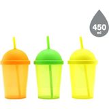 Ronanna Buğz Pipetli Bardak - 450 ml - Şeffaf Renkli - Plastik