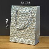 Ronanna Gümüş Geometrik Desenli Mini Boy Karton Hediye Çantası