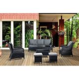 Ronda 3+1+1+2puf+masa Rattan Bahçe Balkon Mobilyası,antrasit Gri Antrasit - Gri