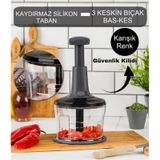 Rondom Çelik 3 Bıçaklı Pratik Basmalı El Rondosu Doğrayıcı Büyük Boy 2365 Çok Renkli