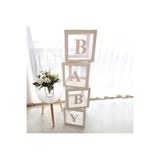 RÖNESANS PARTİ Beyaz Şeffaf Balon Kutusu Baby Yazılı 25x25 Cm