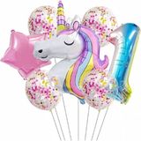 Rönesans Parti Unicorn Balon Folyo Set Konsept Doğum Günü Set Yaş 1 - Şeffaf