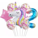 Rönesans Parti Unicorn Balon Folyo Set Konsept Doğum Günü Set Yaş 2 - Sarı