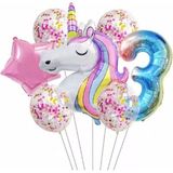 Rönesans Parti Unicorn Balon Folyo Set Konsept Doğum Günü Set Yaş 3 - Mor