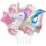 Rönesans Parti Unicorn Balon Folyo Set Konsept Doğum Günü Set Yaş 4 - Yeşil