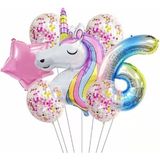 Rönesans Parti Unicorn Balon Folyo Set Konsept Doğum Günü Set Yaş 6 - Siyah