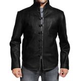 Rönesans Tarzı Deri Ceket, Hakim Yaka, Düğme Kapamalı, Kahverengi ve Siyah Eskitme, Su ve Rüzgar Dayanıklı (Siyah Eskitme, 3XL)