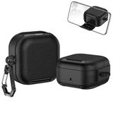 Rongep [Leather-Texture] Samsung Galaxy Buds4 Pro/Buds 4 için Kılıf [Fonksiyonel Stant/Güvenlik Kilidi Tasarımlı] Galaxy Buds4 Kulaklık Kılıfı Deri Görünümlü Samsung Buds 4 Pro Kılıf (Siyah)