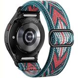 Rongep One-Click Elastik Bohem Serisi 20mm Kordon Samsung ile Uyumlu Galaxy Watch 7/6/5/4/FE Serisi İçin Kumaş Kayış (40mm/44mm) ve Watch 5 Pro 45mm Uyumlu (Etnik)