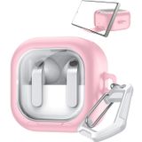 Rongep [Pink-Frame] Samsung Galaxy Buds4 Pro/Buds 4 için Kılıf [Fonksiyonel Stantlı Tasarım] Kulaklık Kılıfı [Güvenlik Kilit Tasarımlı] Taşıma Askılı TPU Koruyucu Samsung Buds 4 Pro Kılıf (Pembe)