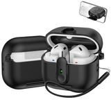 Rongep Samsung Galaxy Buds 3-Pro-3 FE için Lock-Stant Kulaklık Kılıfı Tek Parça Dizayn Çizilme ve Darbe Önleyici Buds 3 Pro Koruyucu Rahat Tutuşlu Güvenli Kilit Tasarımlı Buds 3 Pro Kılıfı (Siyah)