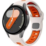 Rongep Samsung ile Uyumlu Çift Renkli Pin-and-Tuck 20mm Kordon Galaxy Watch 7/6/5/4 Serisi için Galaxy Watch 7 Kordon (40mm/44mm) Watch 6/4 Classic (47/43/42mm) Watch 5 Pro Uyumlu (Krem-Turuncu)