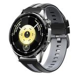 Rongep [Strip Loop] Huawei ile Uyumlu 22mm Kordon GT6/GT6 Pro/GT Runner 2/GT5/5 Pro/GT4/GT3/3 Pro 46mm için Yumuşak Silikonlu GT6 Pro Kordon Yüzeyi Şerit Görünümlü GT6 46mm Kordonu (Siyah-Gri)