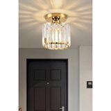 Ronisu Aydınlatma Glowix Kristal Taşlı Plofonyer Tekli Avize - Modern Tekli Kristal Taşlı Avize - Gold