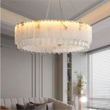 Ronisu Aydınlatma Lumina Mermer ve Kristal Avize – Modern Lüks Dairesel Tasarım Ra-Avz- 6408-57-86 - 80cm - Eskitme