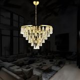 Ronisu Aydınlatma Miray Salon Oturma Odası Taşlı Avize Kristal Cam Taşlı Lüks Avize - 60'lık - Gold