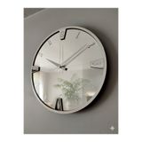 Ronson Aynalı Duvar Saati 40x40 cm Beyaz MDF Çerçeveli - Modern Gümüş Aynalı Pleksi Rakamlı Lüks Salon Ve Mutfak Saati