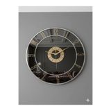 Ronson Beyaz Çerçeveli Füme Aynalı Pleksi Duvar Saati – Gold Rakamlı Modern MDF Salon Saati (40x40 cm)