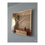 Ronson Lüks Bronz Ayna Üzeri Gold Aynalı Pleksi Kare Duvar Saati – 50x50 cm