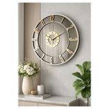 Ronson Lüks Dekoratif Duvar Saati 40x40 cm - Beyaz MDF Çerçeve Gold Aynalı Pleksi Rakamlı Bronz Ayna Cam Duvar Saati