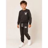 Rony Pony Kids Erkek Çocuk Koyu Kahverengi 88 Nakışlı Biyeli Sweatshirt Jogger Eşofman Takımı - 11 - 12 Yaş