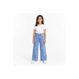 rony pony kids Kız Çocuk Fiyonk Nakışlı Palazzo Kot Pantolon – Yüksek Bel Geniş Paça Jean