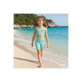 rony pony kids Kız Çocuk Mint Yeşili Crop Üst ve Uzun Şortlu Mayo Takımı - 2 Parça