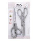 Rooc Premium Serisi Ergonomik Saplı Çelik Gıdaya Temasa Uygun 2'li Mutfak Makası, Gri