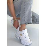 Roof Atelier Kadın Beyaz Simli Gizli Topuk Bağcıklı Spor Ayakkabı - Wody