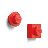 Room Copenhagen LEGO mıknatıslı set – Dekoratif ve renkli mıknatıslar, yuvarlak ve kare LEGO Elements şeklinde – Çizimler, kartpostallar ve notlar için ideal, parlak kırmızı