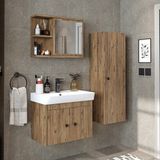 Roomart Ada Lavabolu Banyo Alt Dolabı + Banyo Üst Dolabı + Banyo Boy Dolabı - Atlantik Çam