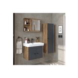 ROOMART Ada Lavabolu Banyo Alt Dolabı + Banyo Üst Dolabı + Banyo Boy Dolabı