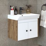 Roomart Ada Lavabolu Mat Suntalam Banyo Alt Dolabı 60 cm - Beyaz - Atlantik Çam