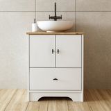 Roomart Ayaklı 2 Kapaklı Lavabolu Mdflam 60 cm Banyo Dolabı - Mat Beyaz