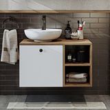 Roomart Ayaksız Lavabolu Mdf 75 Cm Çekmeceli Banyo Dolabı Çam