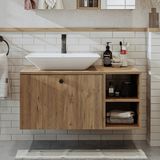 Roomart Ayaksız Lavabolu Mdf 95 Cm Çekmeceli Banyo Dolabı Atlantik Çam