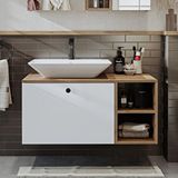 Roomart Ayaksız Lavabolu Mdf 95 Cm Çekmeceli Banyo Dolabı Beyaz
