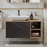 Roomart Ayaksız Lavabolu Mdf 95 Cm Çekmeceli Banyo Dolabı Çam