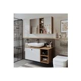 Roomart Ayaksiz Lavabolu Mdf 95 Cm Cekmeceli Lotus Oval Lavabolu Banyo Dolabi + Aynali Ust Dolabi