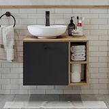 Roomart Ayaksız Lavabolu Mdflam 65 Cm Çekmeceli Banyo Dolabı Antrasit
