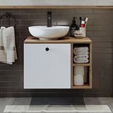 Roomart Ayaksız Lavabolu Mdflam 65 Cm Çekmeceli Banyo Dolabı Beyaz